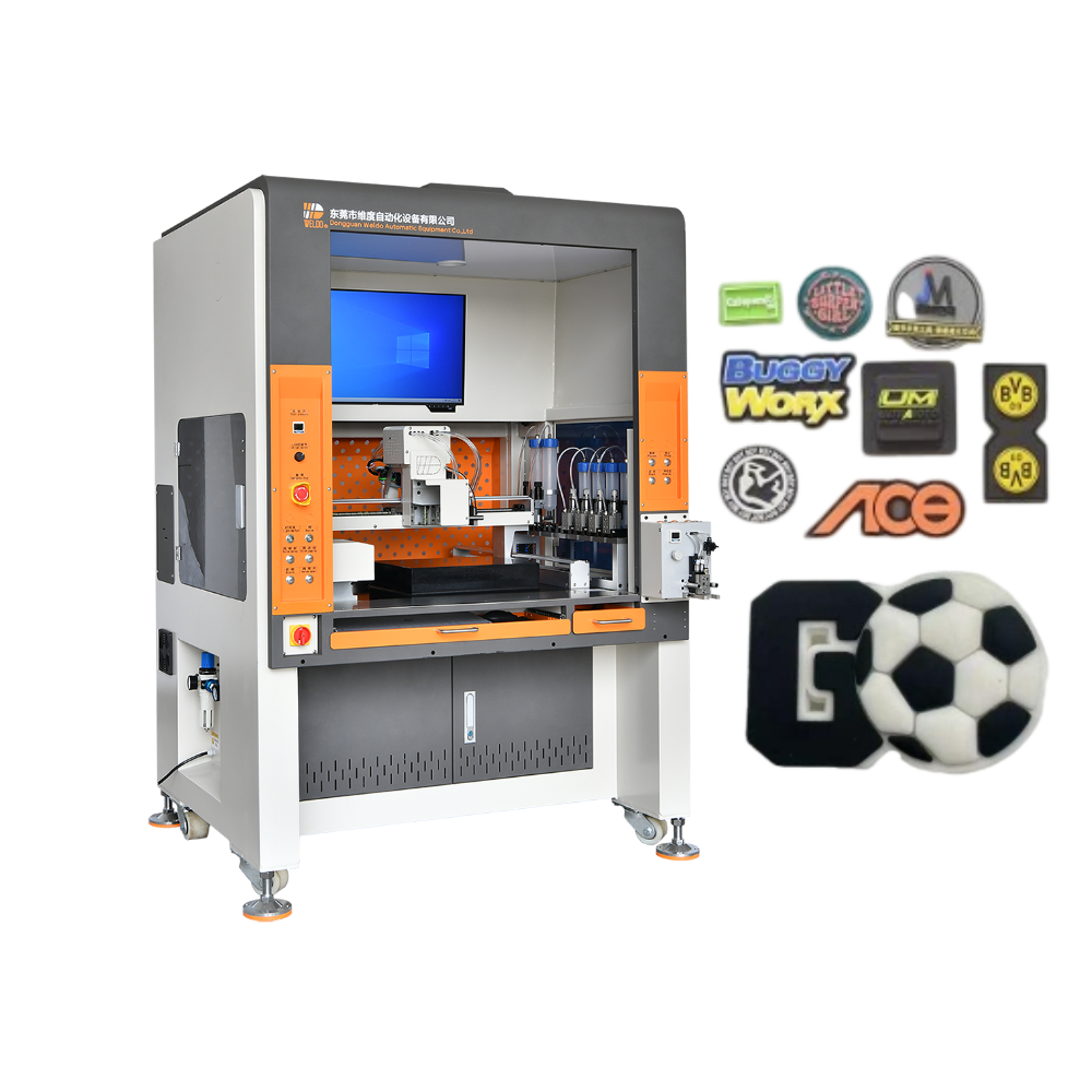 soft pvc rubber patch filling machine for custom bag labels